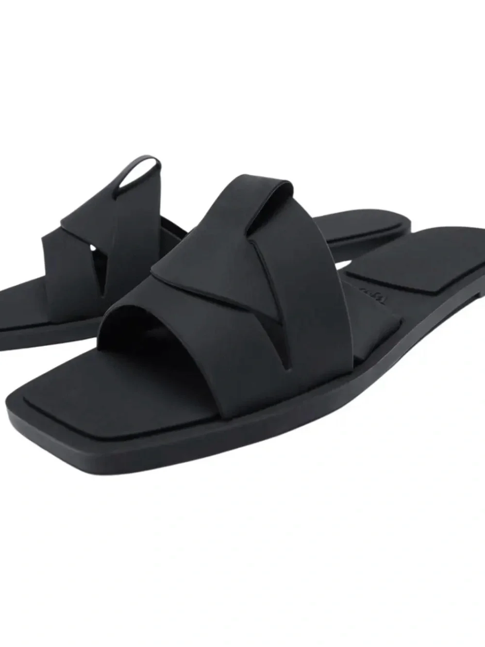 Zara Black Square-Toe Slide Sandals - Picture 2 of 3